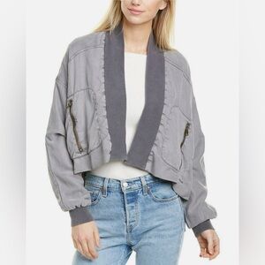 Young Fabulous & Broke Fara Cropped Gray Bomber Jacket